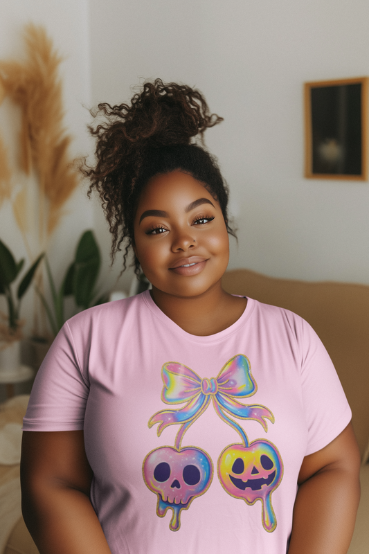 Cute Holographic Looking Ghost Cherries T-Shirt