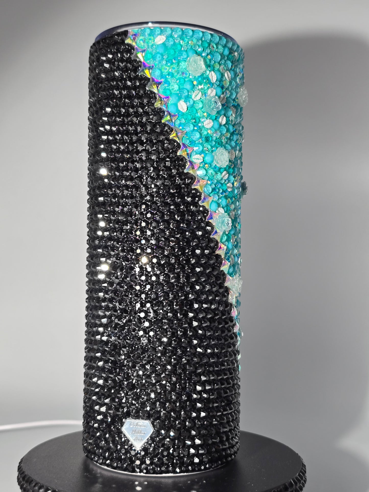 Celina Miller Art - Bling Teal Floral Tumbler