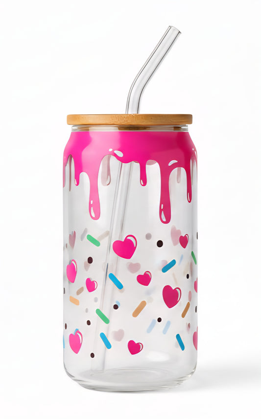 Pink Drip with Sprinkles 16 oz Tumbler