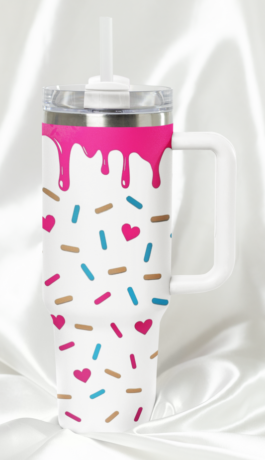 Pink Drip with Sprinkles 40 oz Tumbler