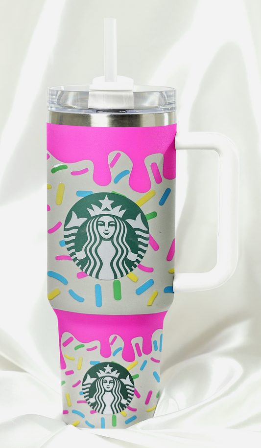 Pink Drip with Sprinkles Starbucks 40 oz Tumbler