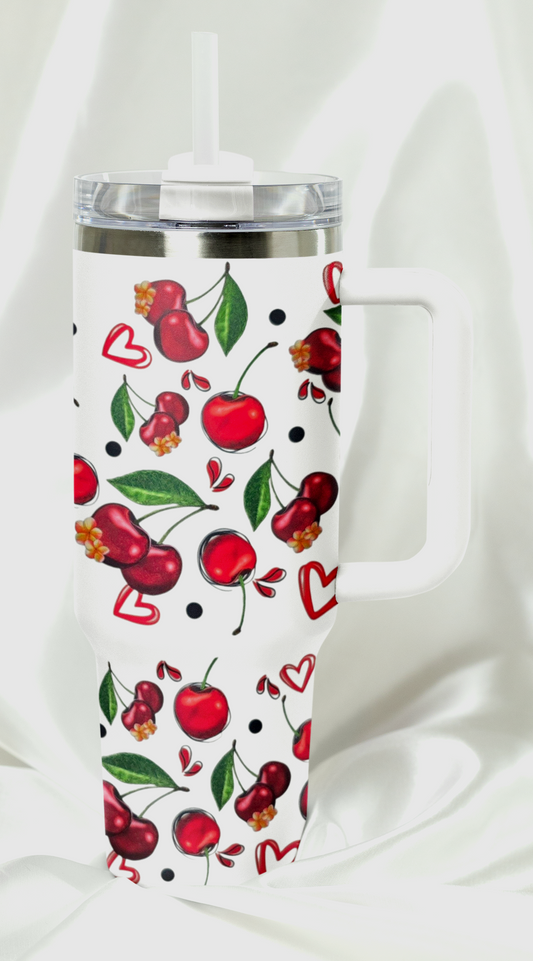 Cherries and Hearts 40 oz Tumbler
