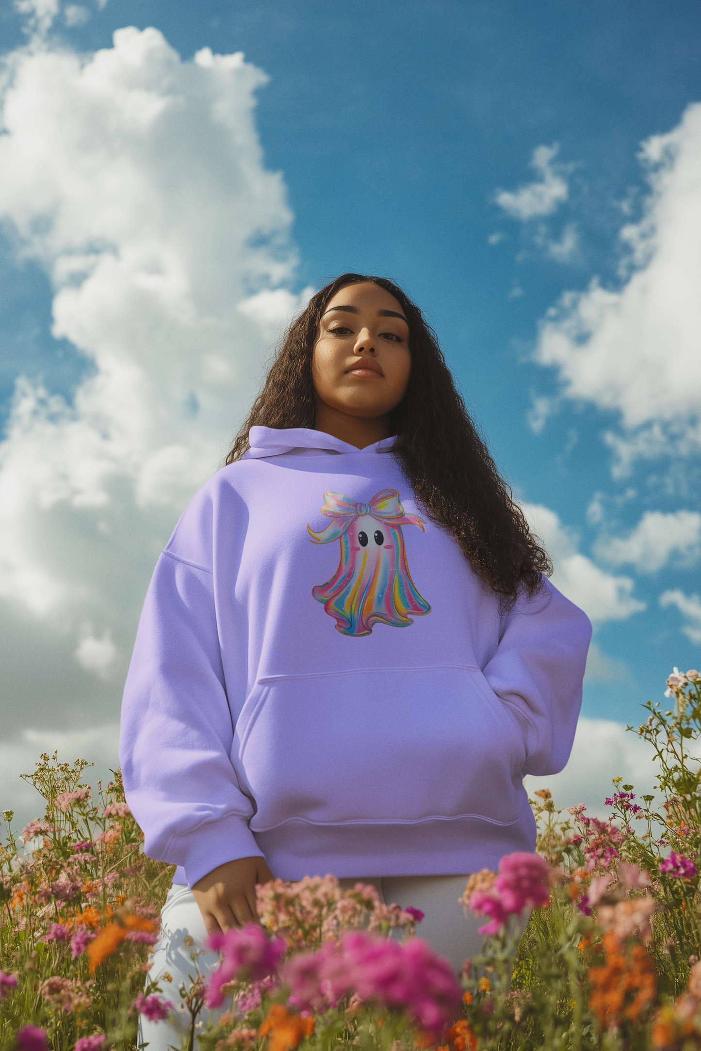 Cute Holographic Looking Ghost Hoodie