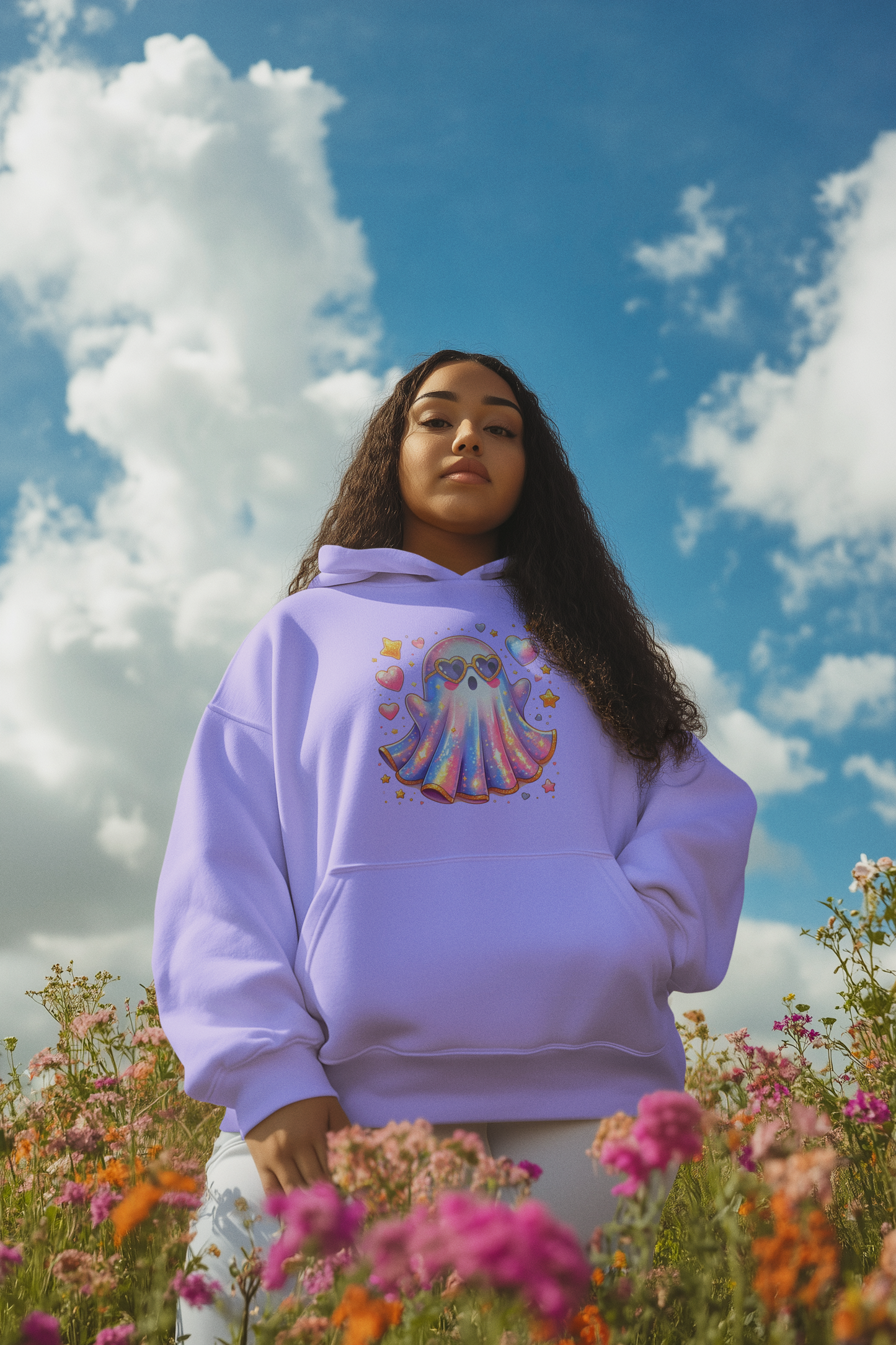 Cute Holographic Looking Ghost Hoodie