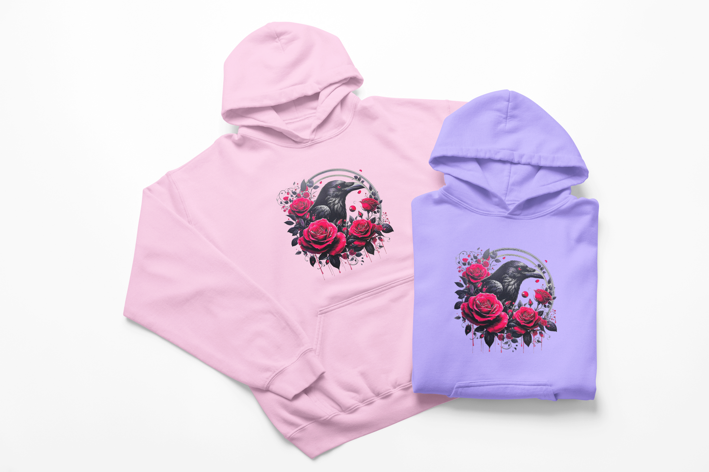 Raven with Red Roses Hoodie