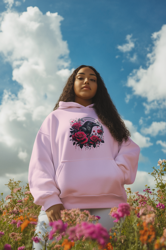 Raven with Red Roses Hoodie