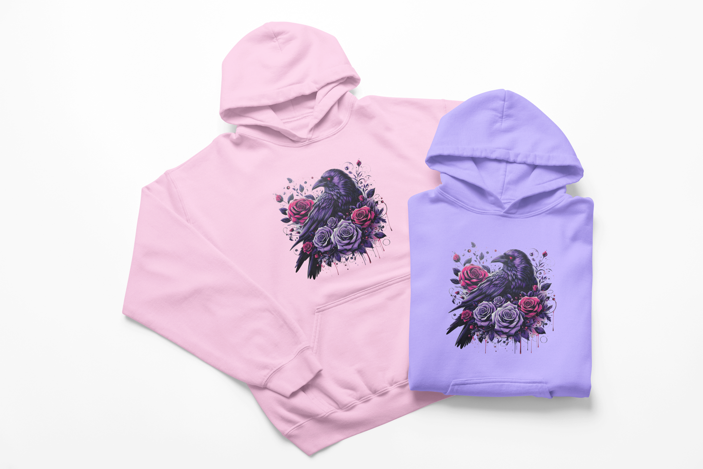 Raven with Purple Roses Hoodie