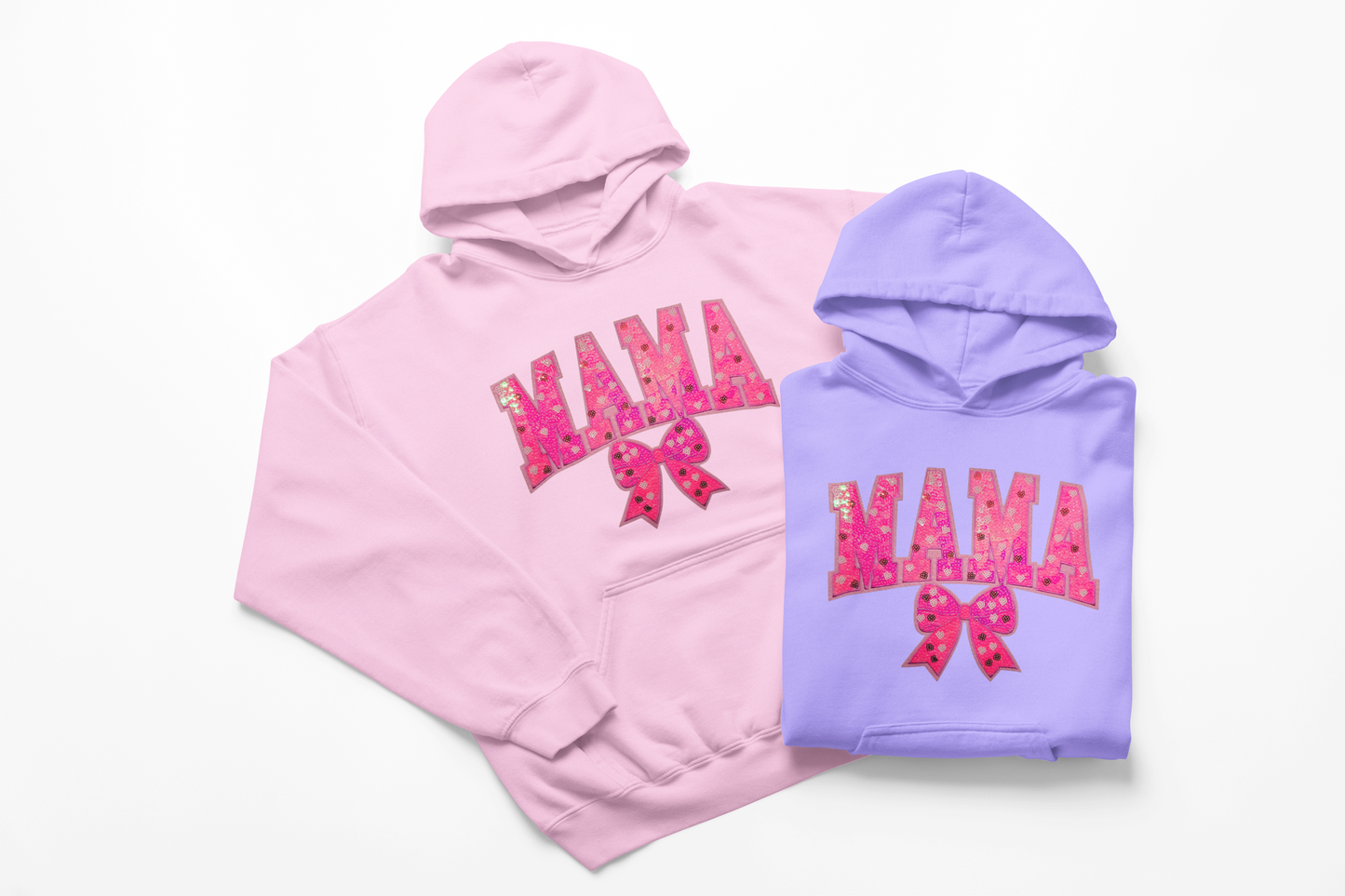 Neon Pink Mama Sequin Chenille Patch Hoodie