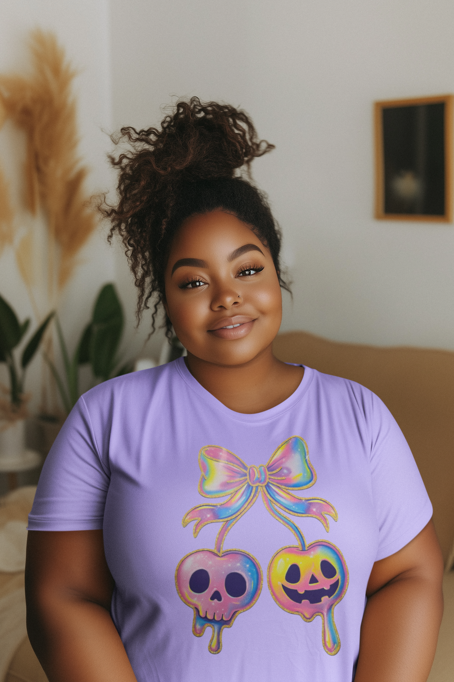 Cute Holographic Looking Ghost Cherries T-Shirt