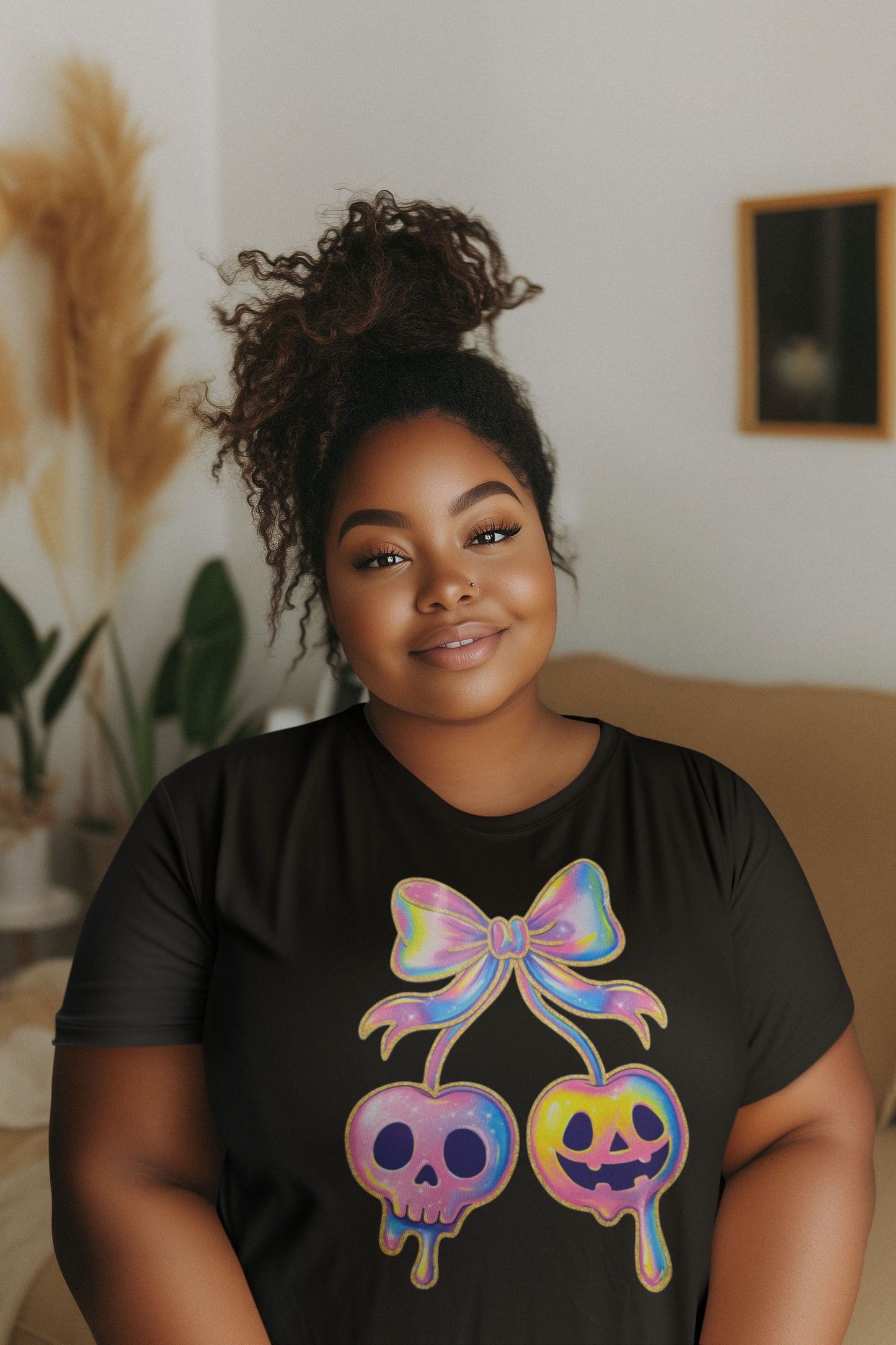 Cute Holographic Looking Ghost Cherries T-Shirt