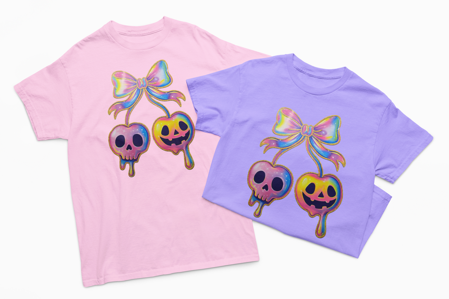 Cute Holographic Looking Ghost Cherries T-Shirt