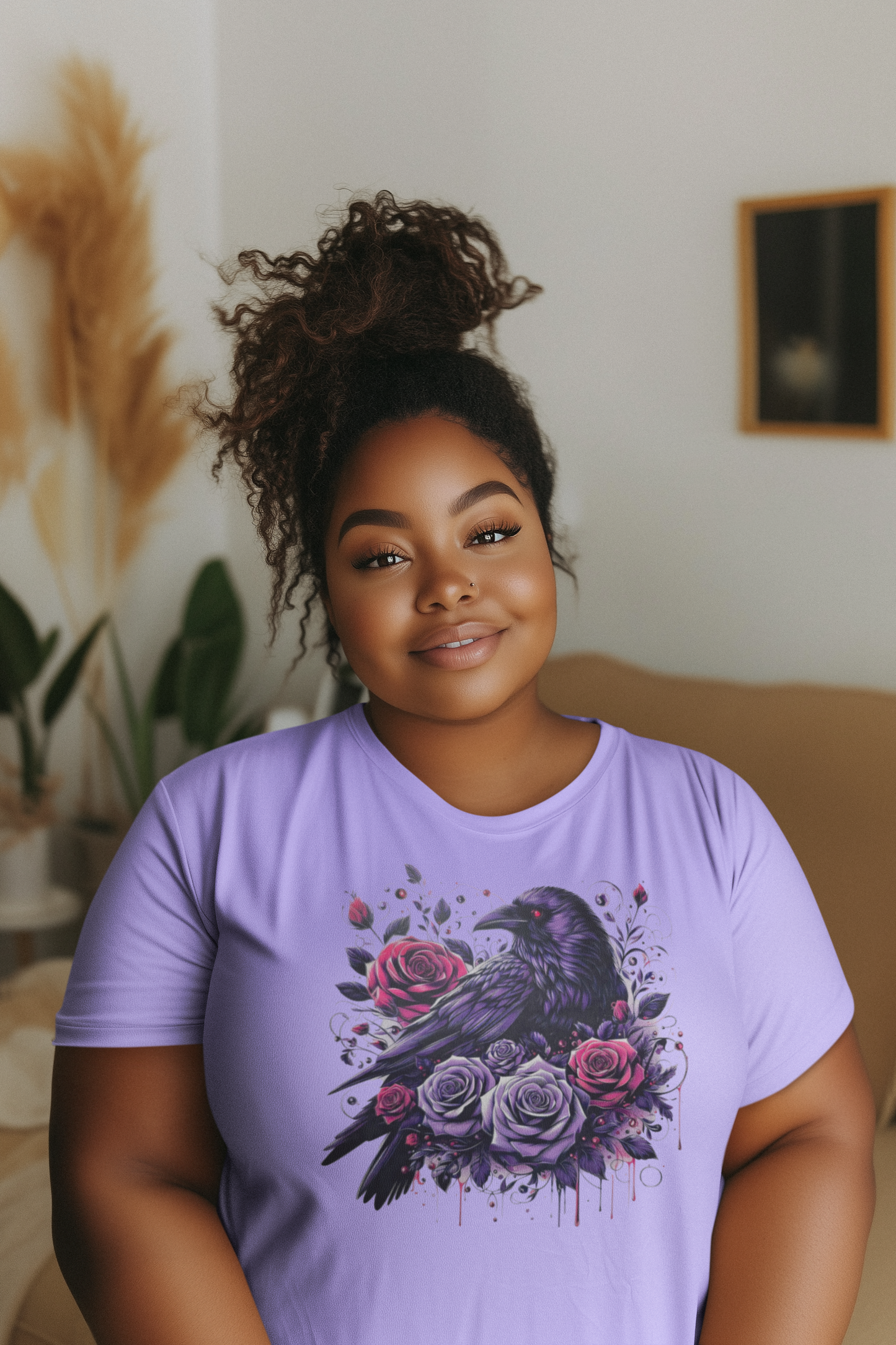 Raven with Purple Roses T-Shirt