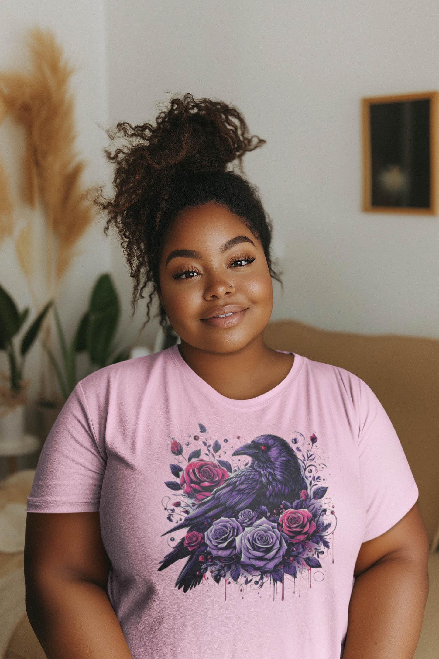 Raven with Purple Roses T-Shirt