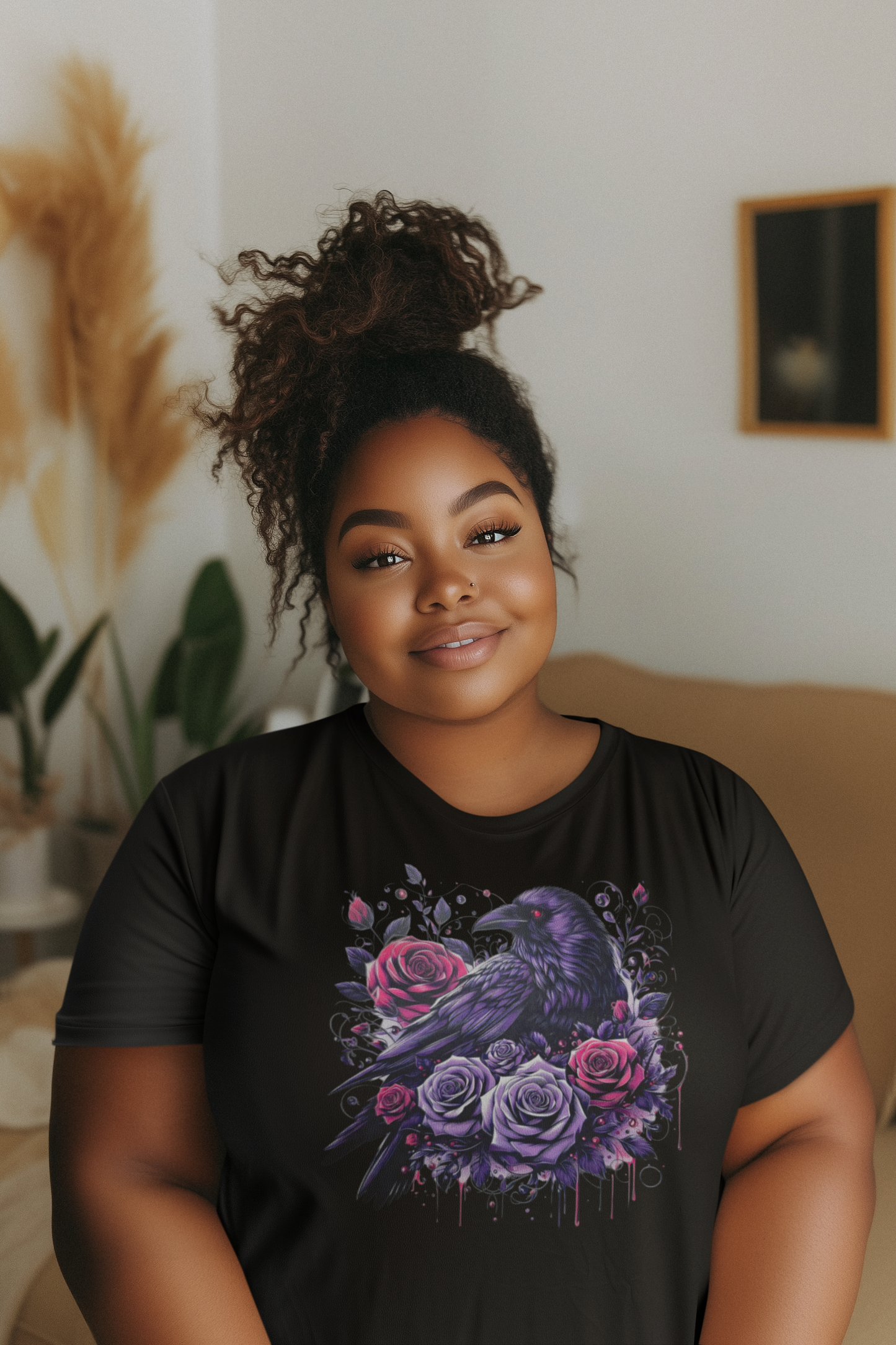 Raven with Purple Roses T-Shirt