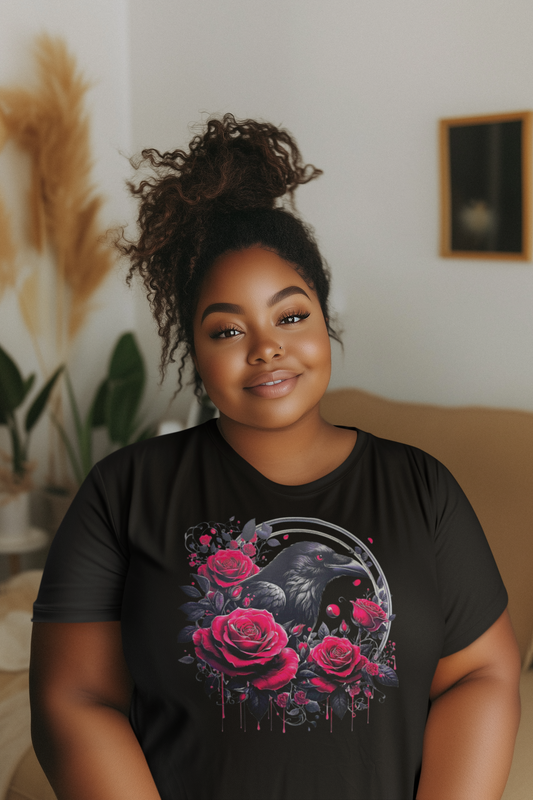 Raven with Red Roses T-Shirt