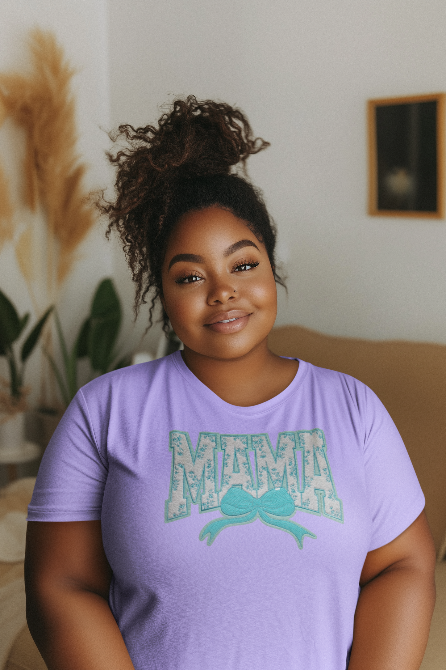 Teal Floral Mama Chenille Patch T-Shirt