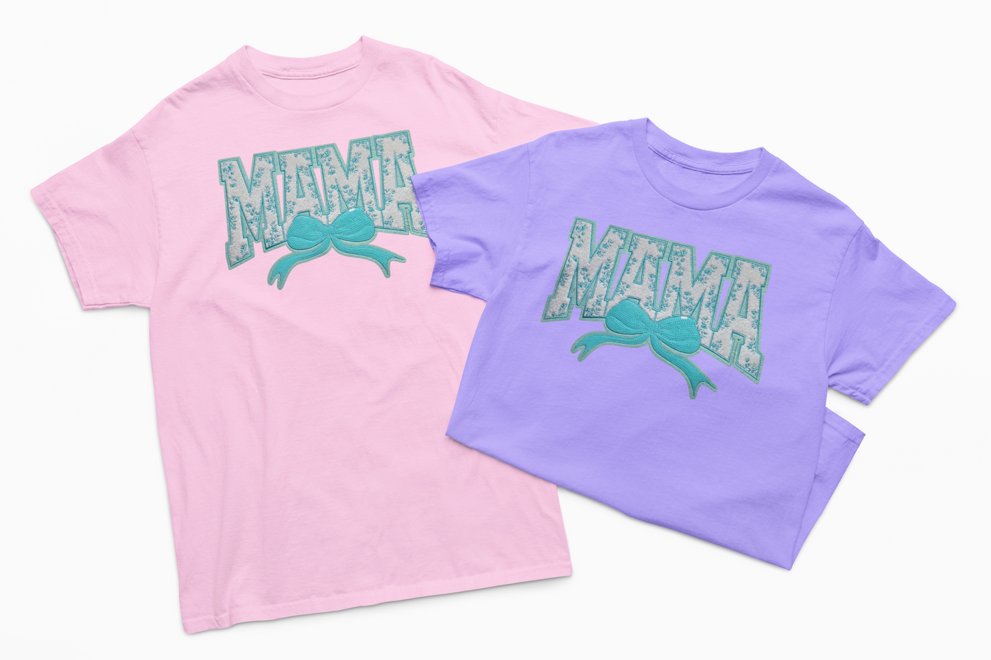 Teal Floral Mama Chenille Patch T-Shirt