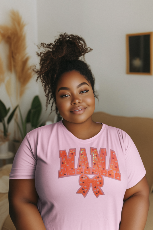 Orange Mama Sequin Chenille Patch T-Shirt
