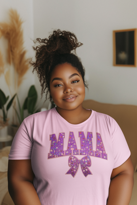 Purple Mama Sequin Chenille Patch T-Shirt
