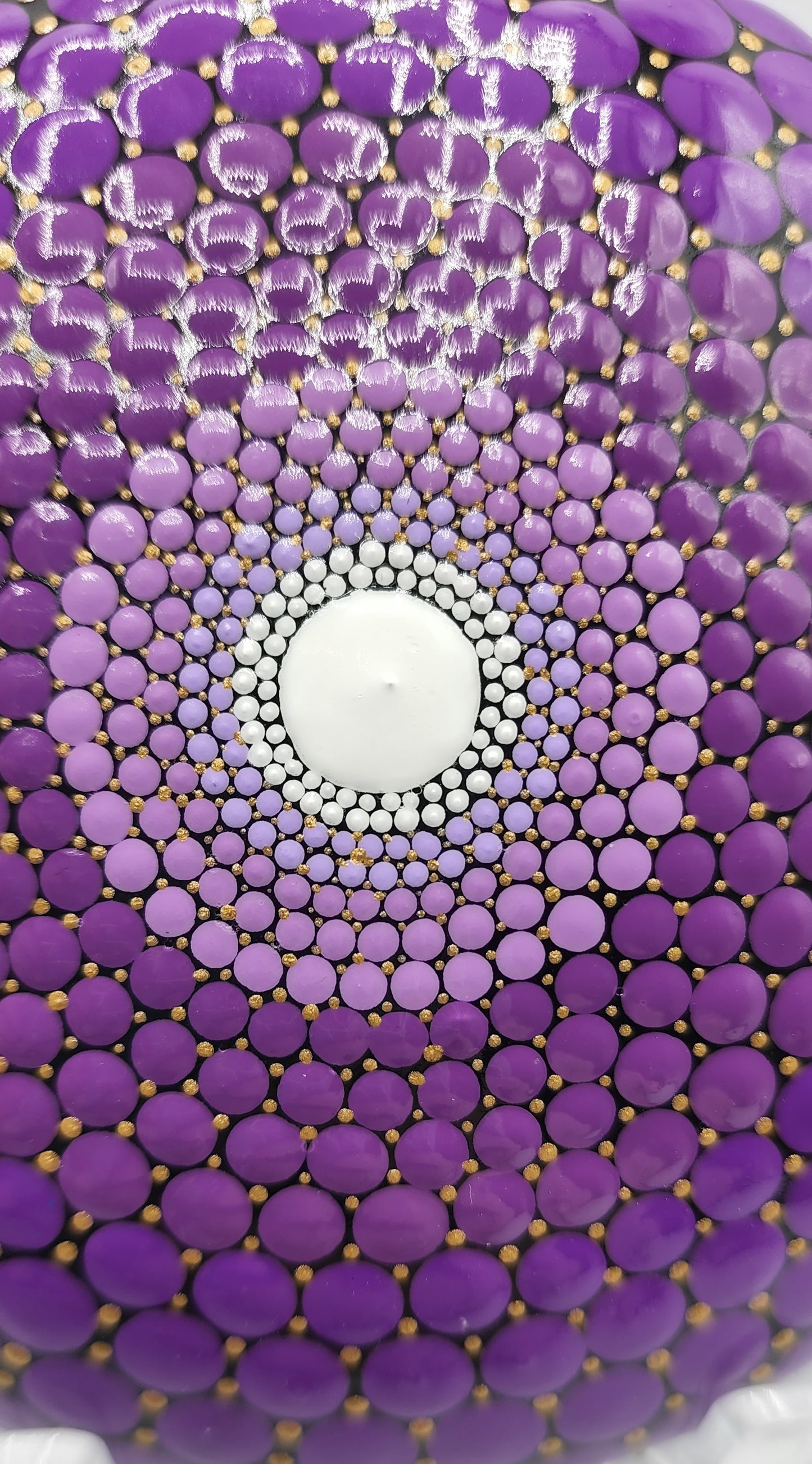 Celina Miller Art - Purple and Gold XL Mandala Stone