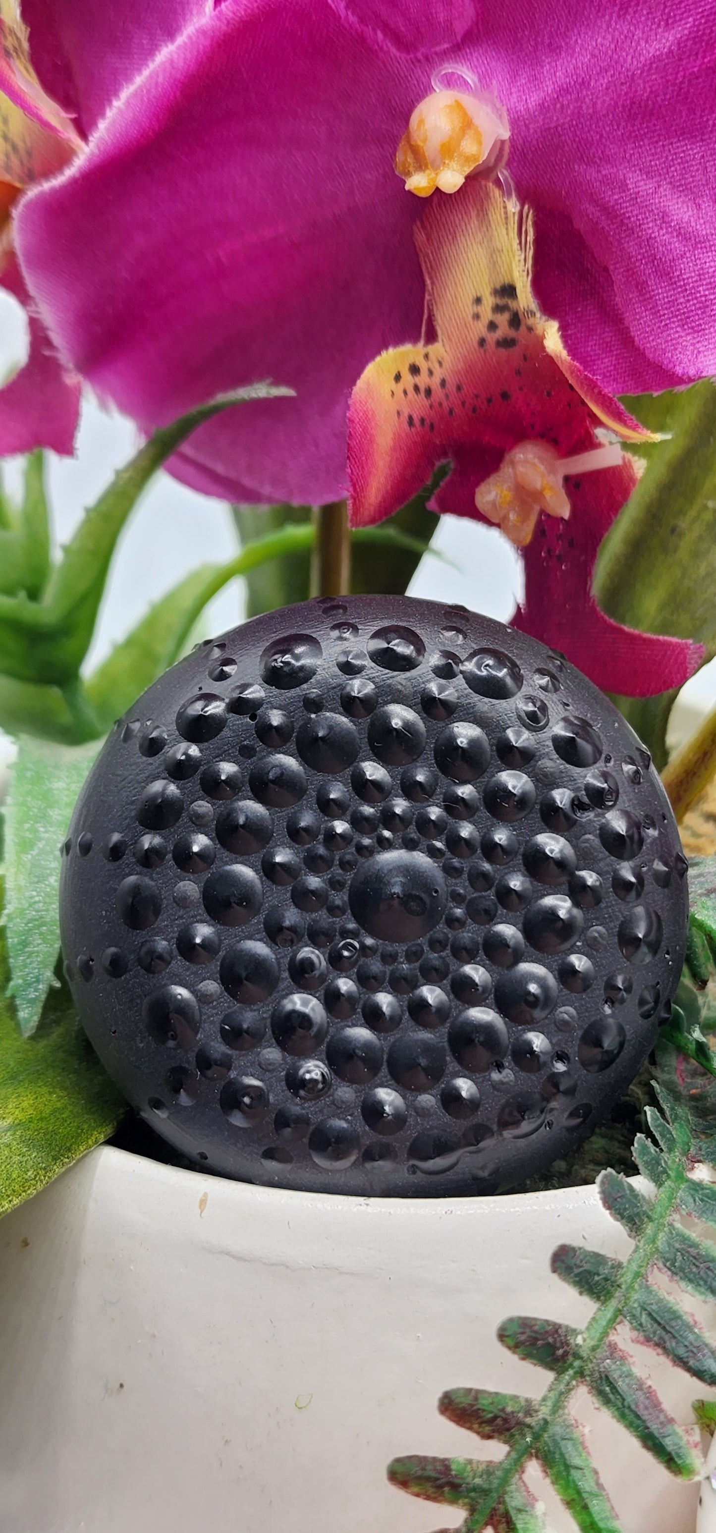 Celina Miller Art - Black on Black Mandala Palm Stone