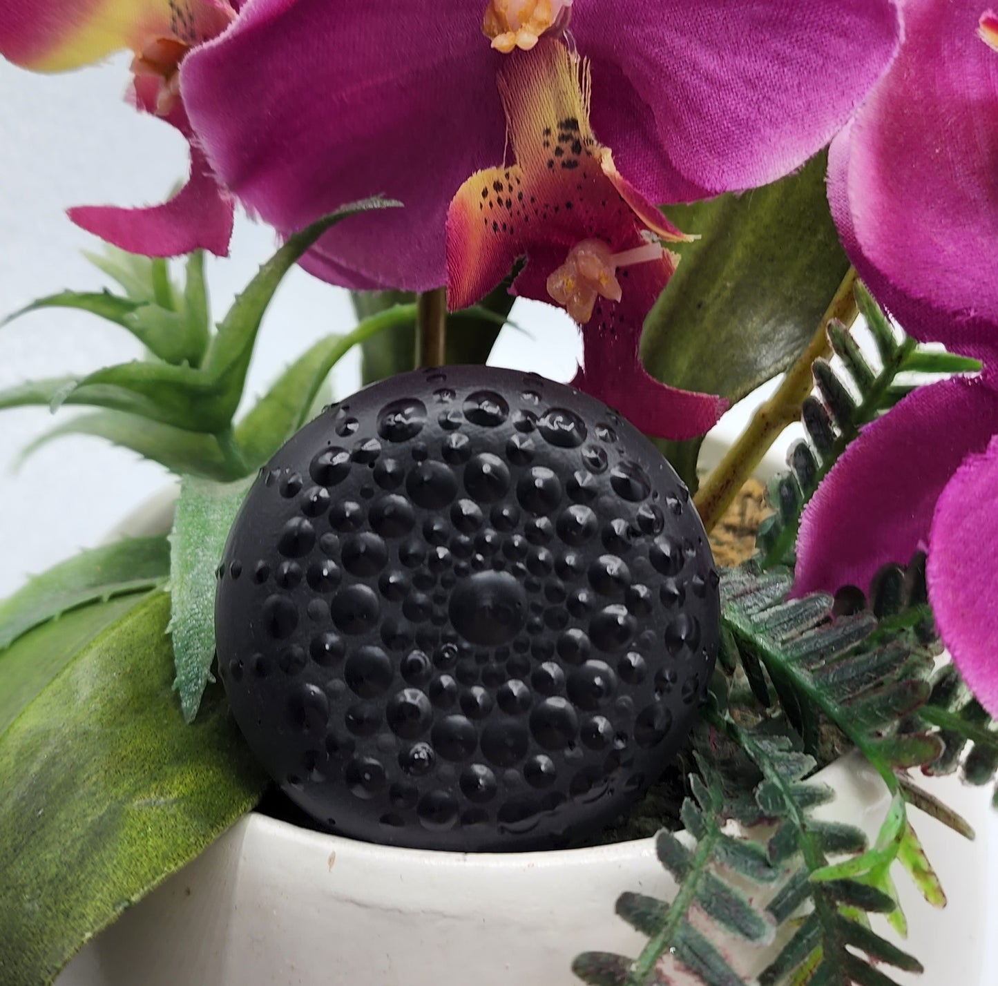 Celina Miller Art - Black on Black Mandala Palm Stone