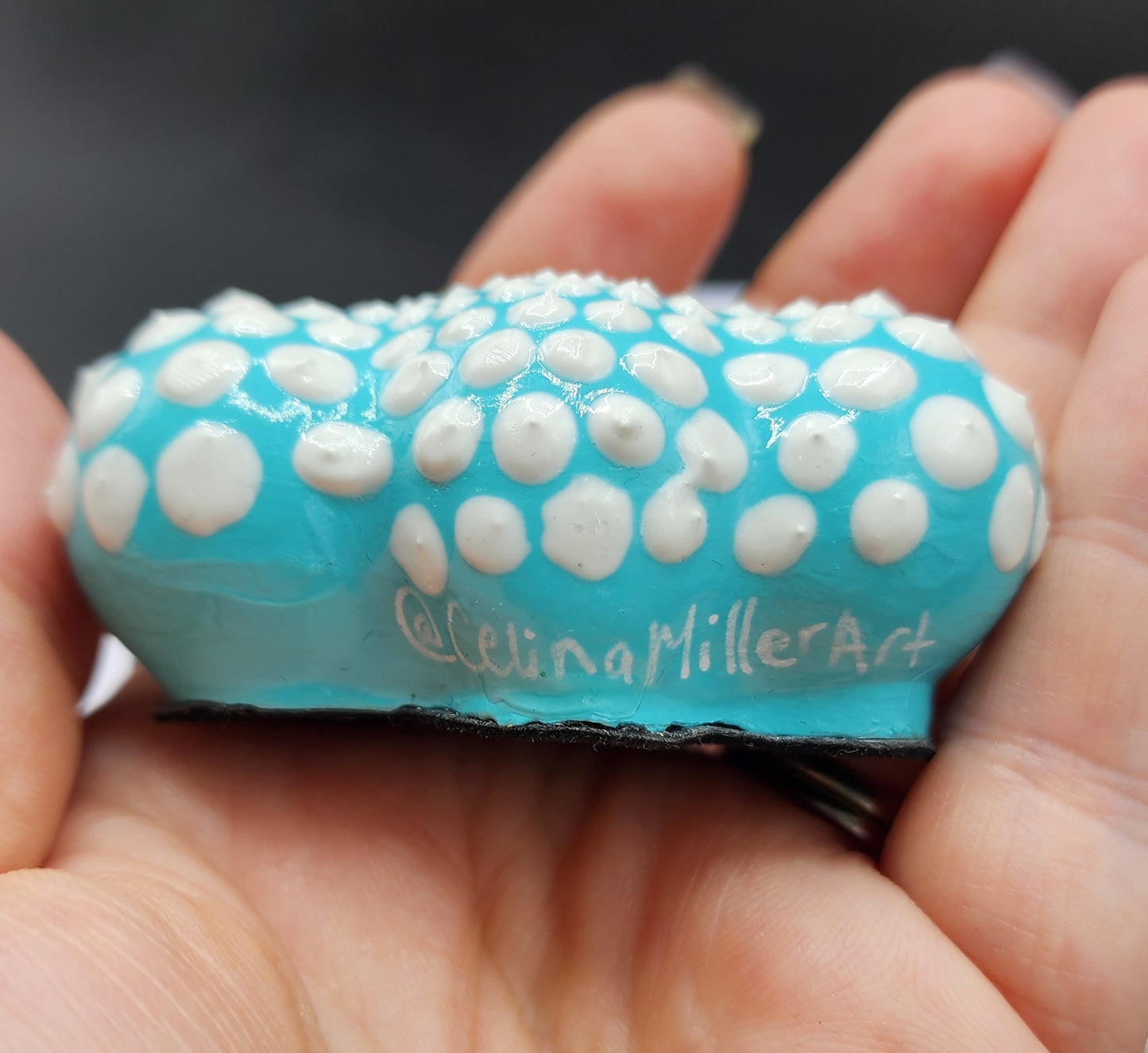 Celina Miller Art - Teal and White Mandala Cloud Palm stone