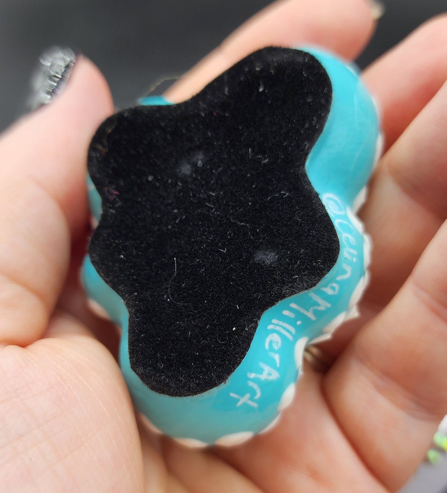 Celina Miller Art - Teal and White Mandala Cloud Palm stone