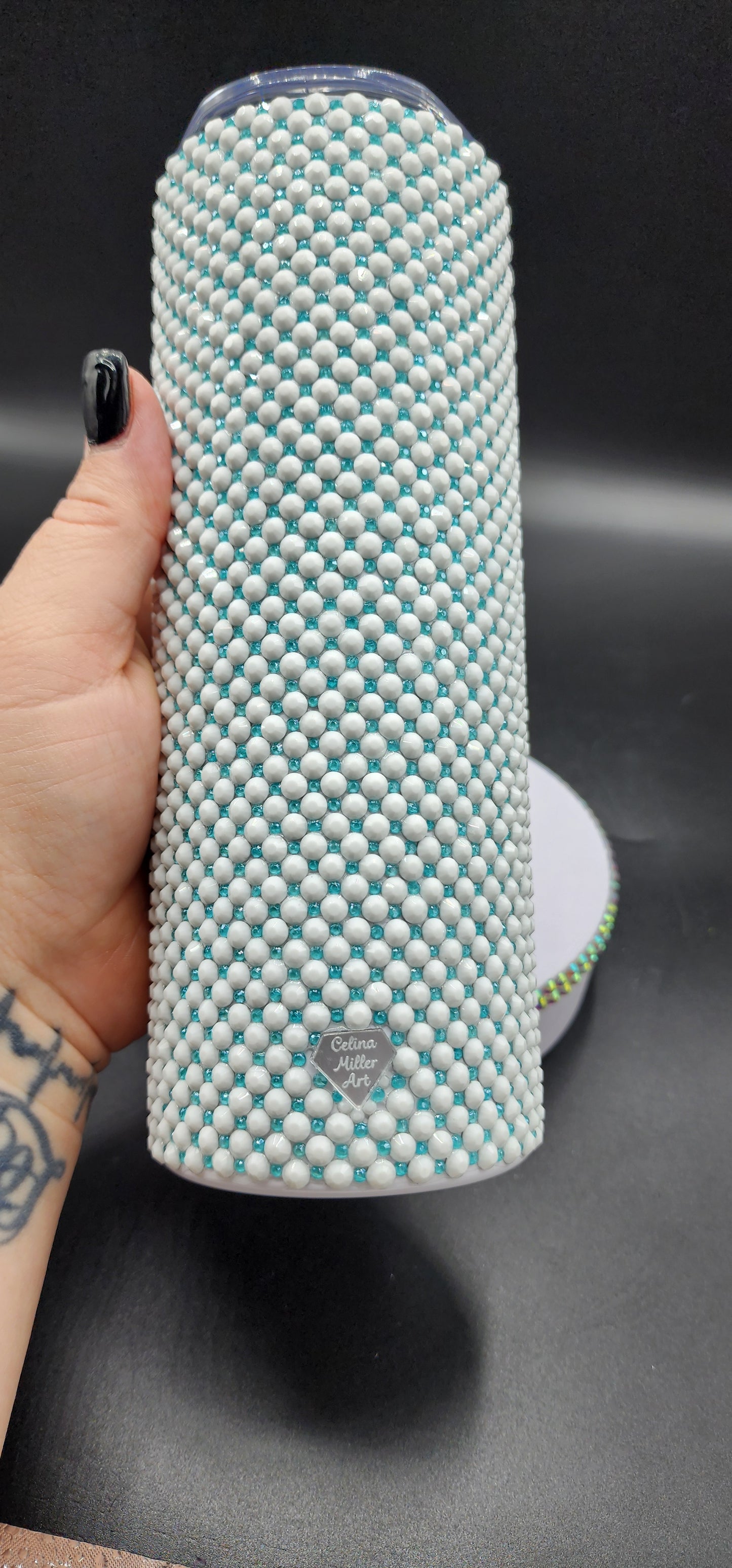 Celina Miller Art - Bling White Cushion Pattern Tumbler