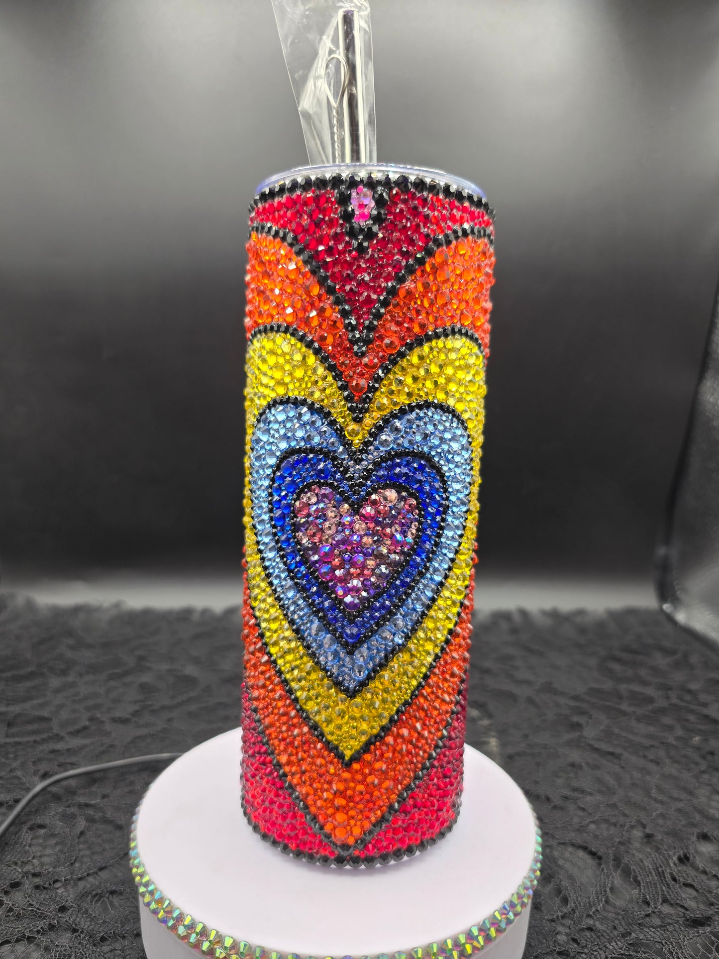 Celina Miller Art - Bling Rainbow Heart Tumbler