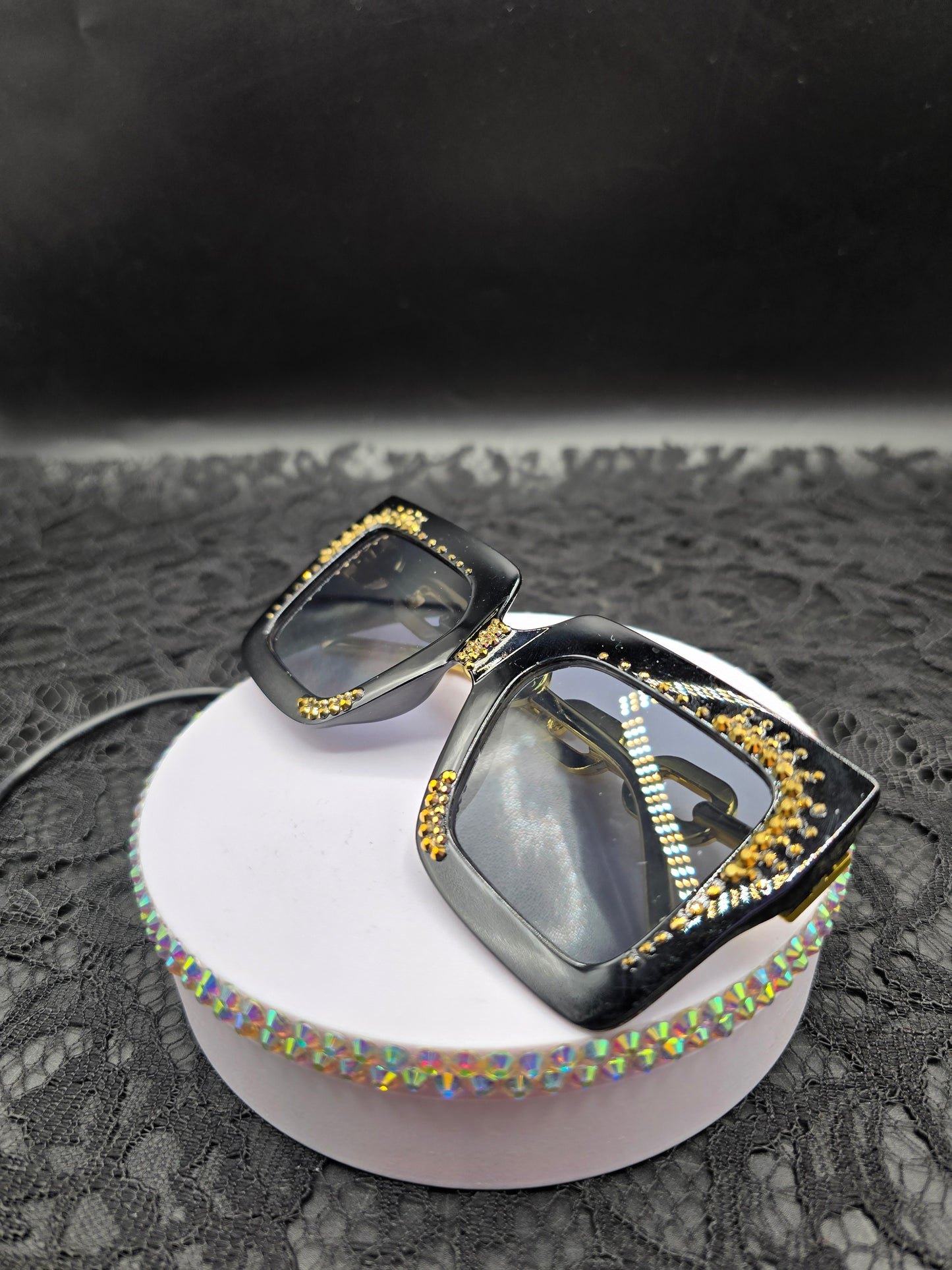 Celina Miller Art - Bling Black and Gold Sunglasses
