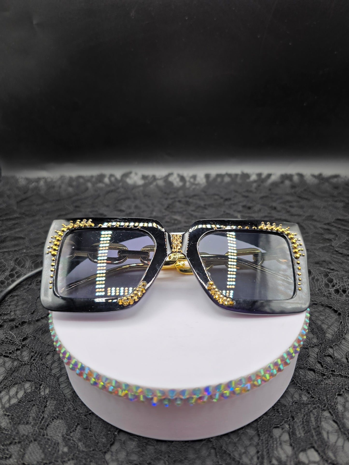 Celina Miller Art - Bling Black and Gold Sunglasses