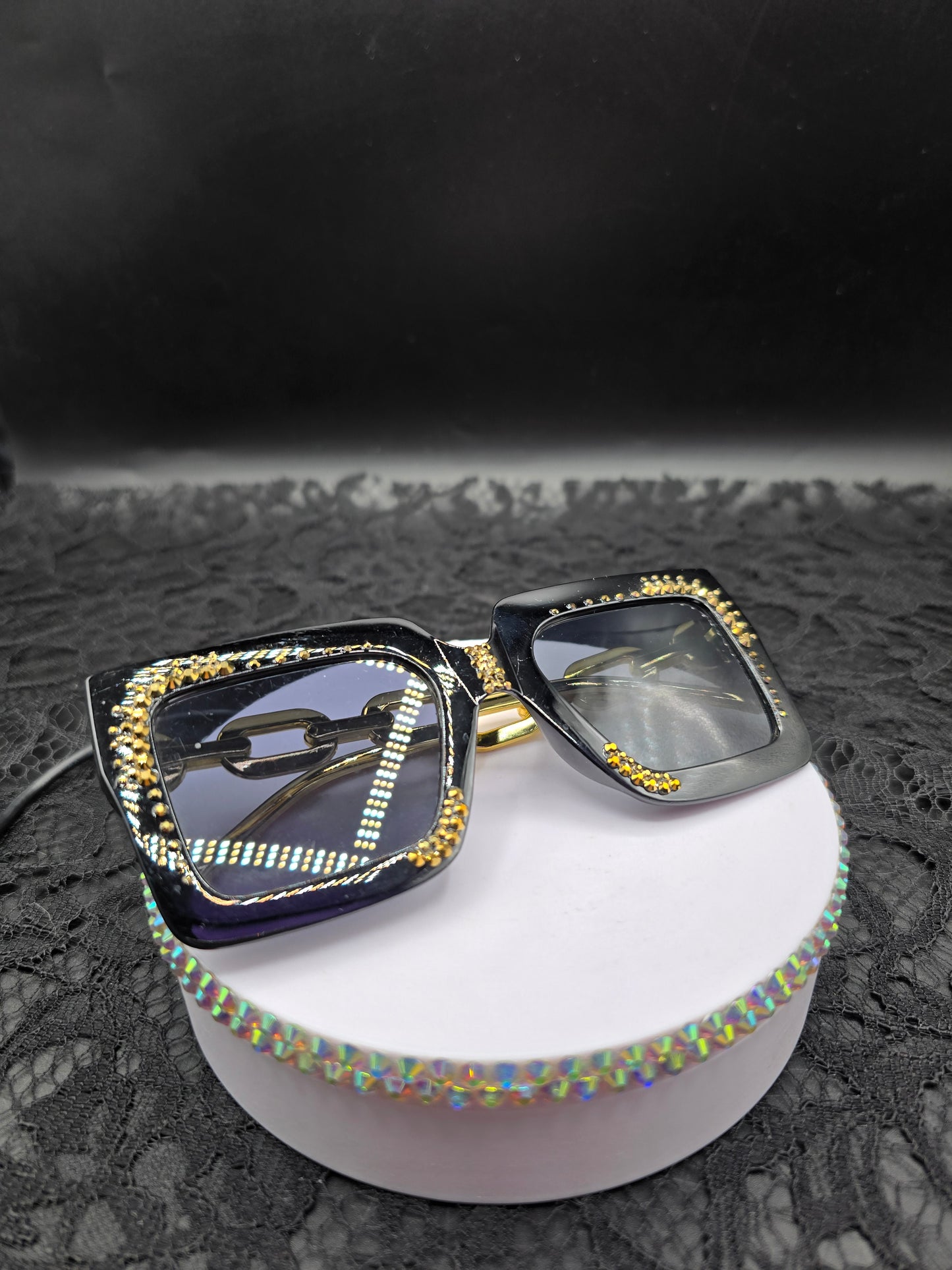 Celina Miller Art - Bling Black and Gold Sunglasses