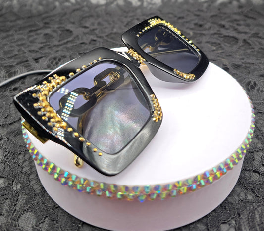 Celina Miller Art - Bling Black and Gold Sunglasses
