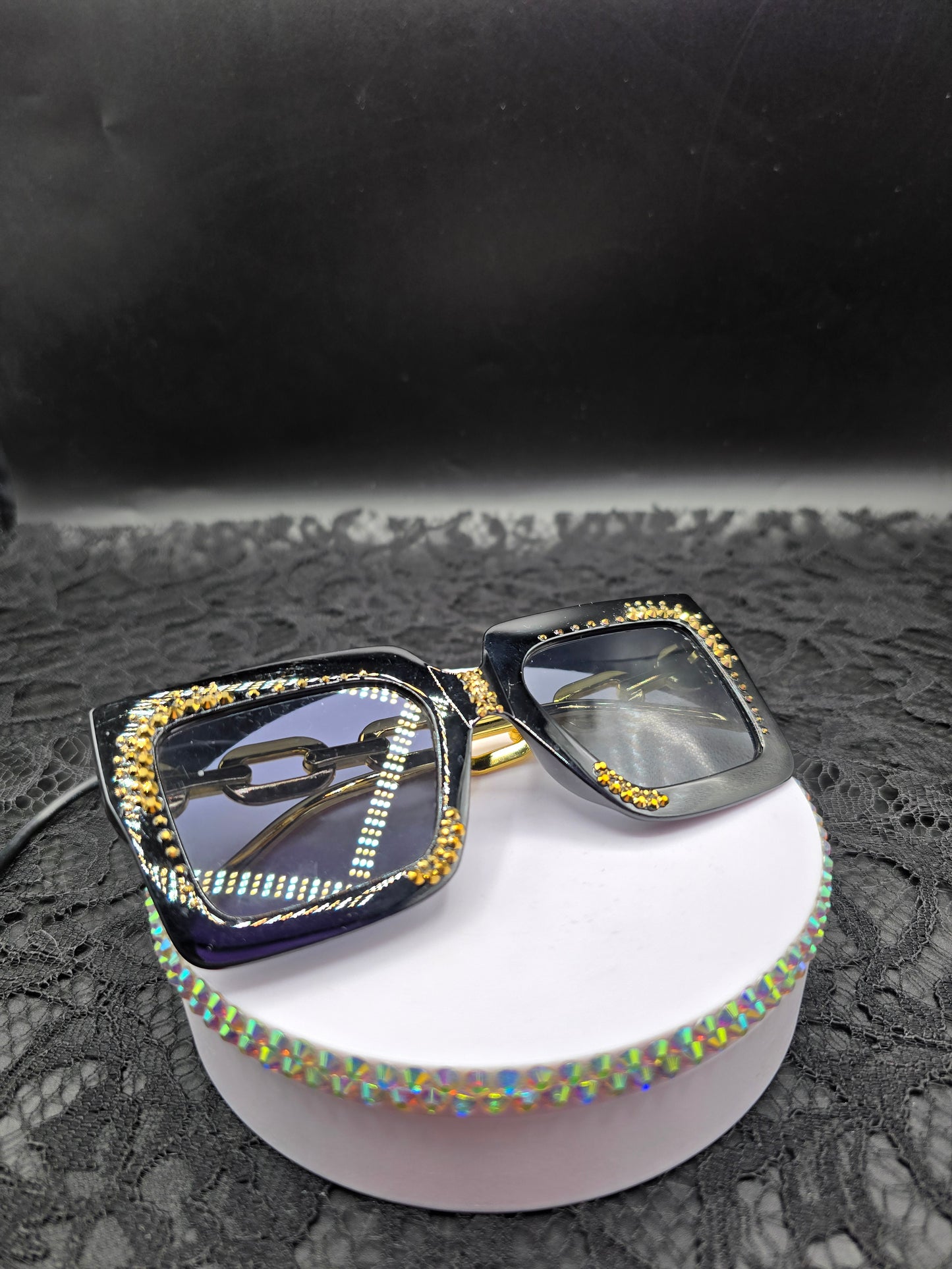 Celina Miller Art - Bling Black and Gold Sunglasses