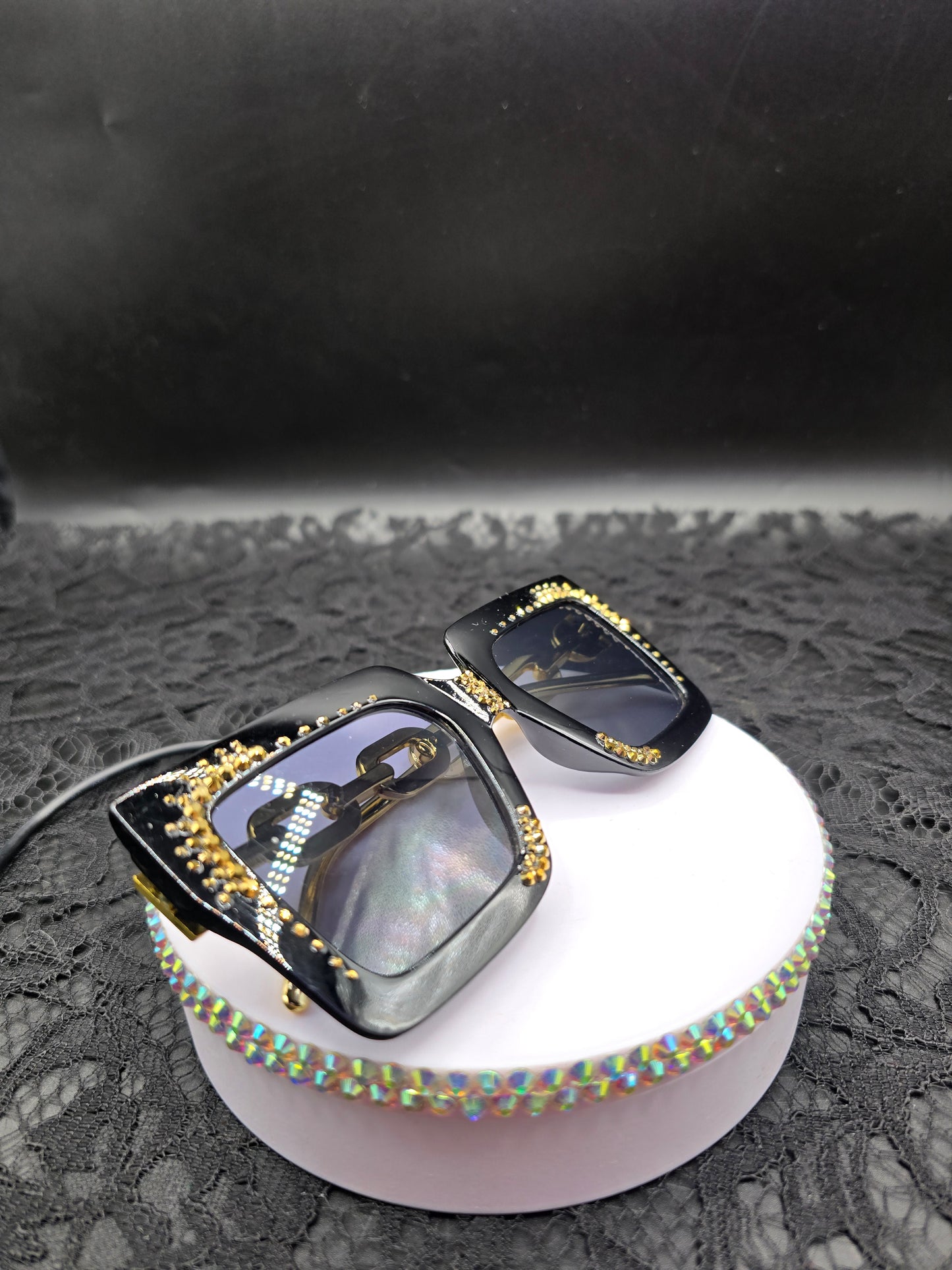 Celina Miller Art - Bling Black and Gold Sunglasses