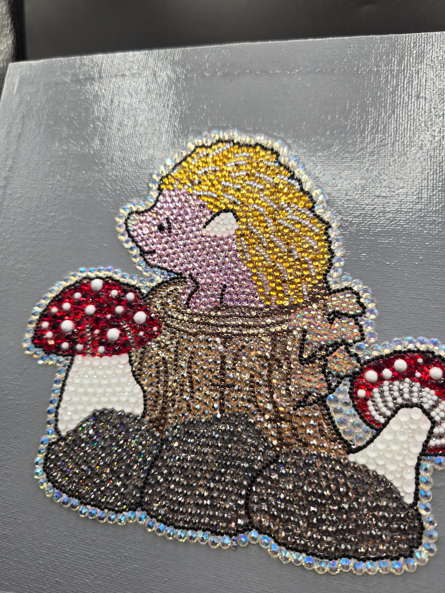 Celina Miller Art - Bling Hedgehog with Mushrooms