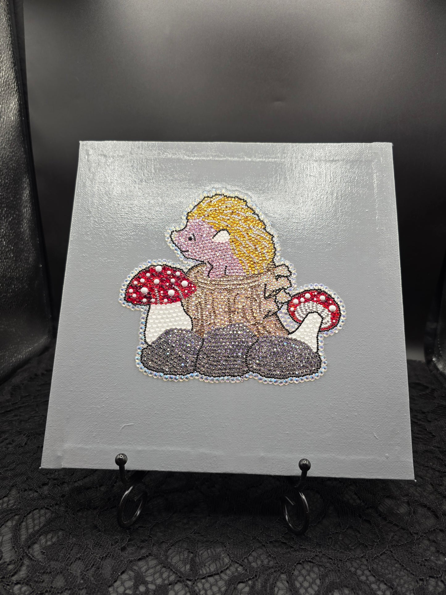 Celina Miller Art - Bling Hedgehog with Mushrooms