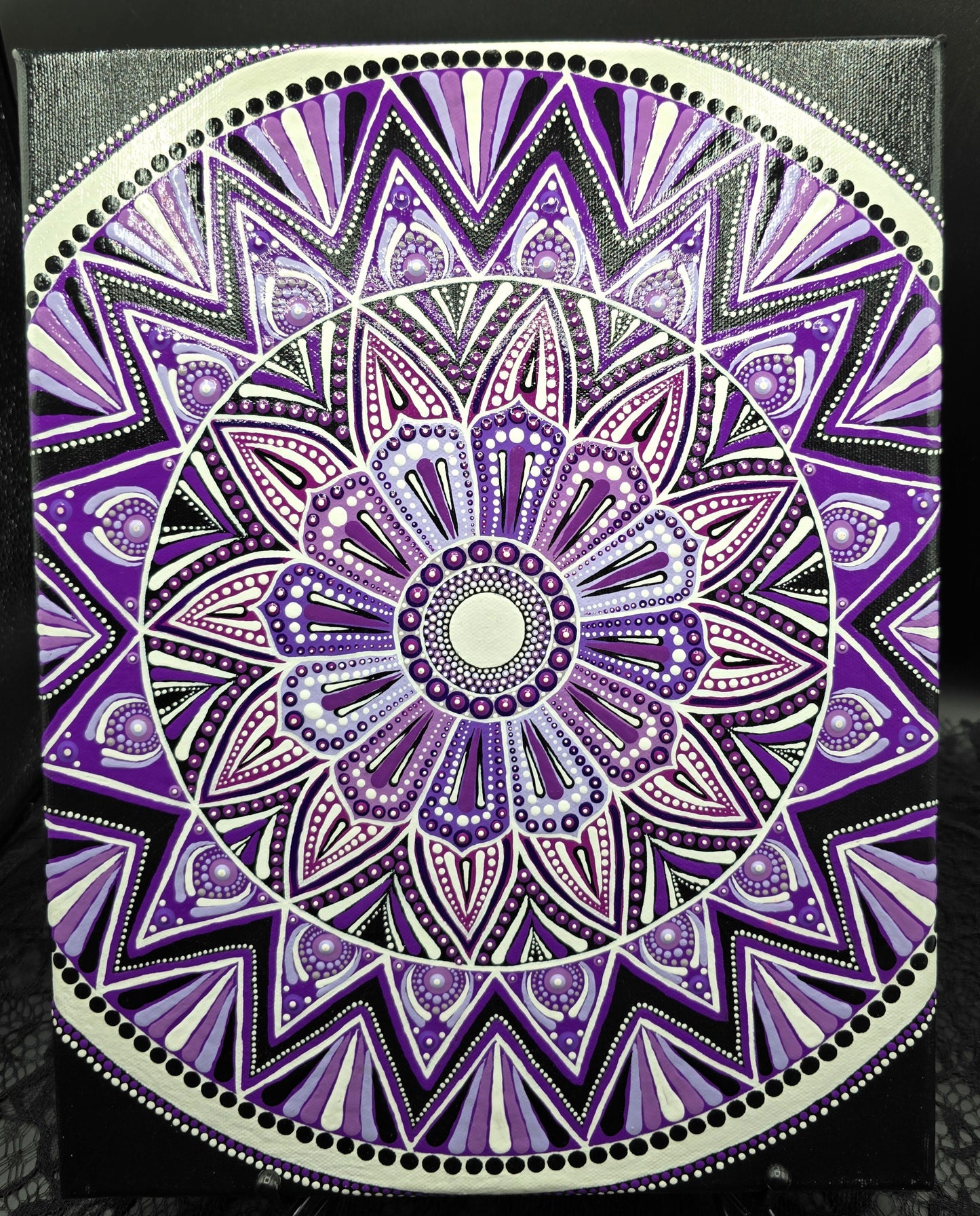 Celina Miller Art - Purple and White Mandala Canvas