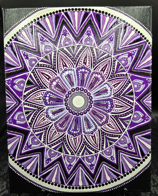 Celina Miller Art - Purple and White Mandala Canvas
