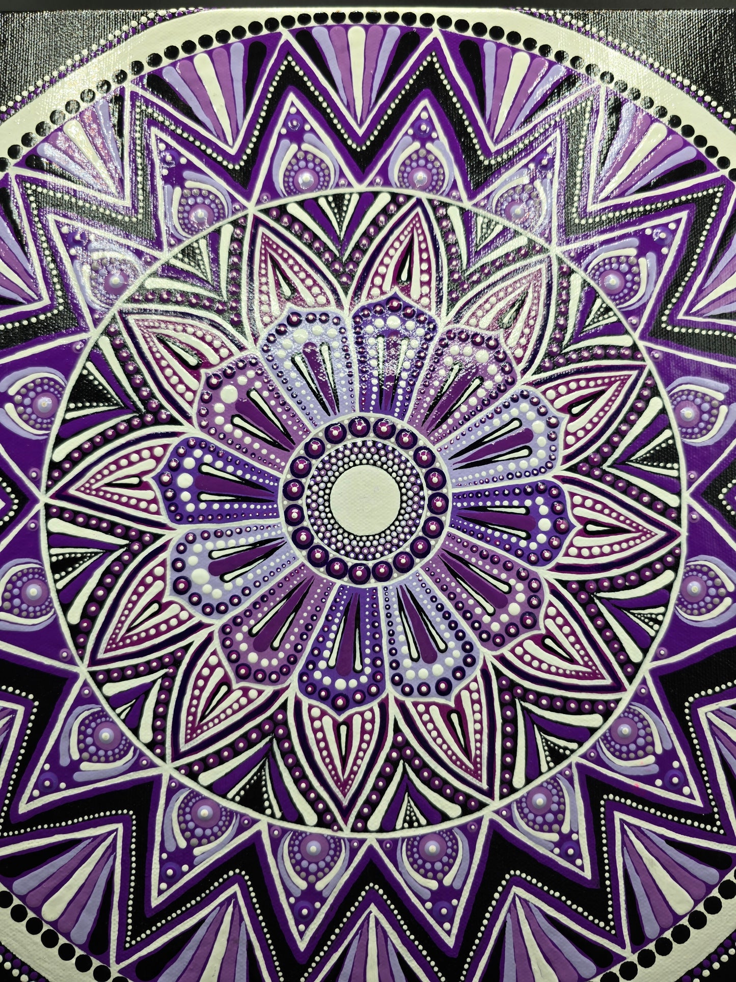 Celina Miller Art - Purple and White Mandala Canvas
