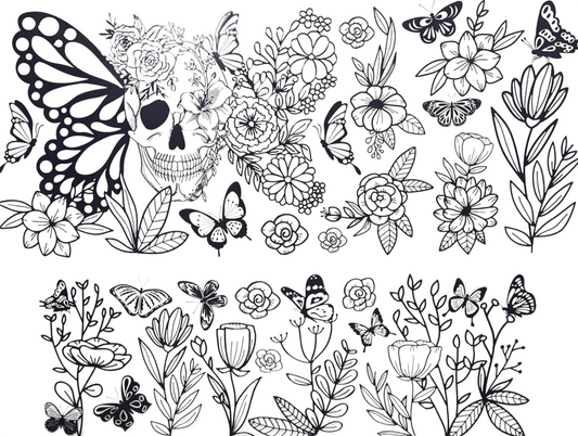 Floral Butterfly Skull 40 oz Tumbler