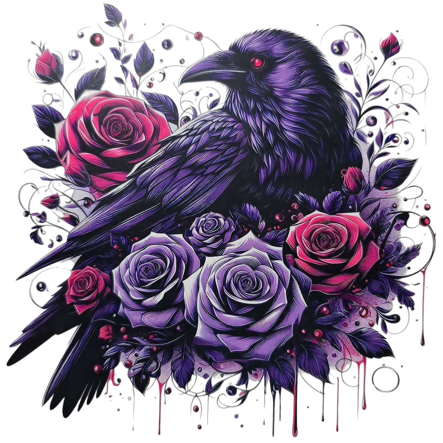 Raven with Purple Roses T-Shirt