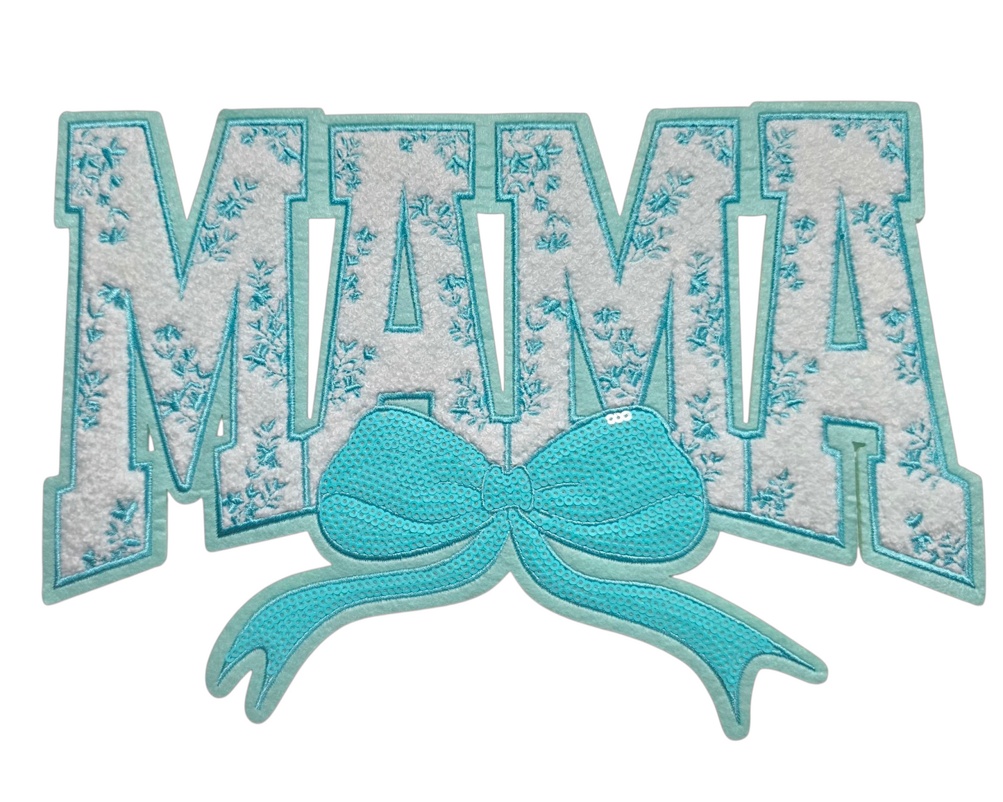 Teal Floral Mama Chenille Patch Hoodie
