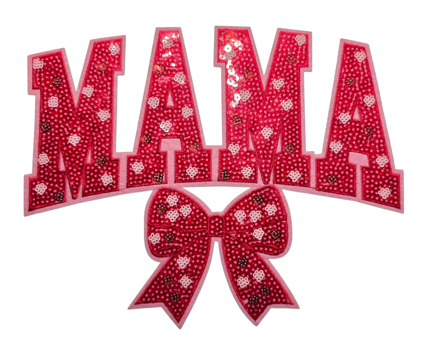 Red Mama Sequin Chenille Patch Hoodie