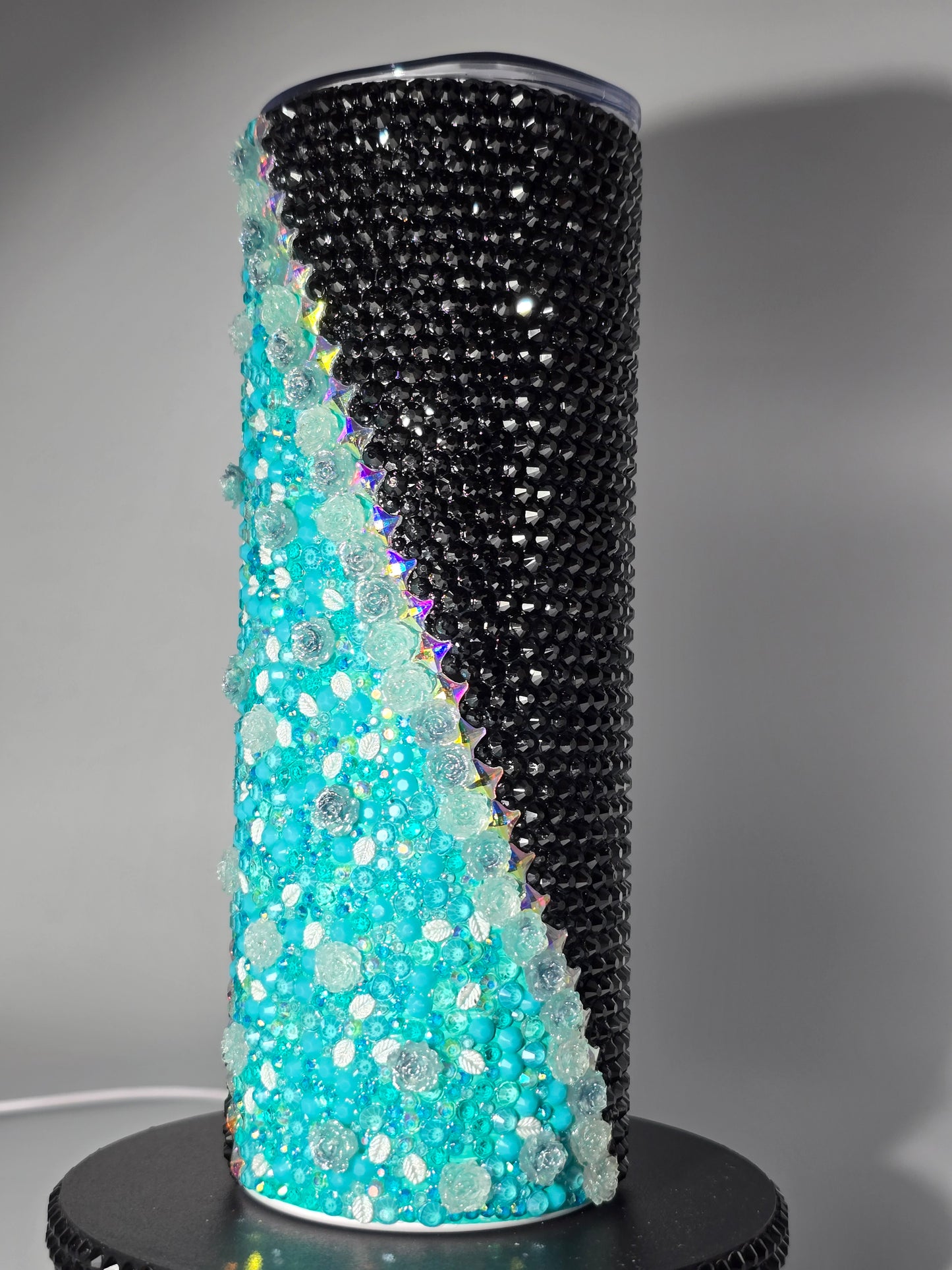 Celina Miller Art - Bling Teal Floral Tumbler