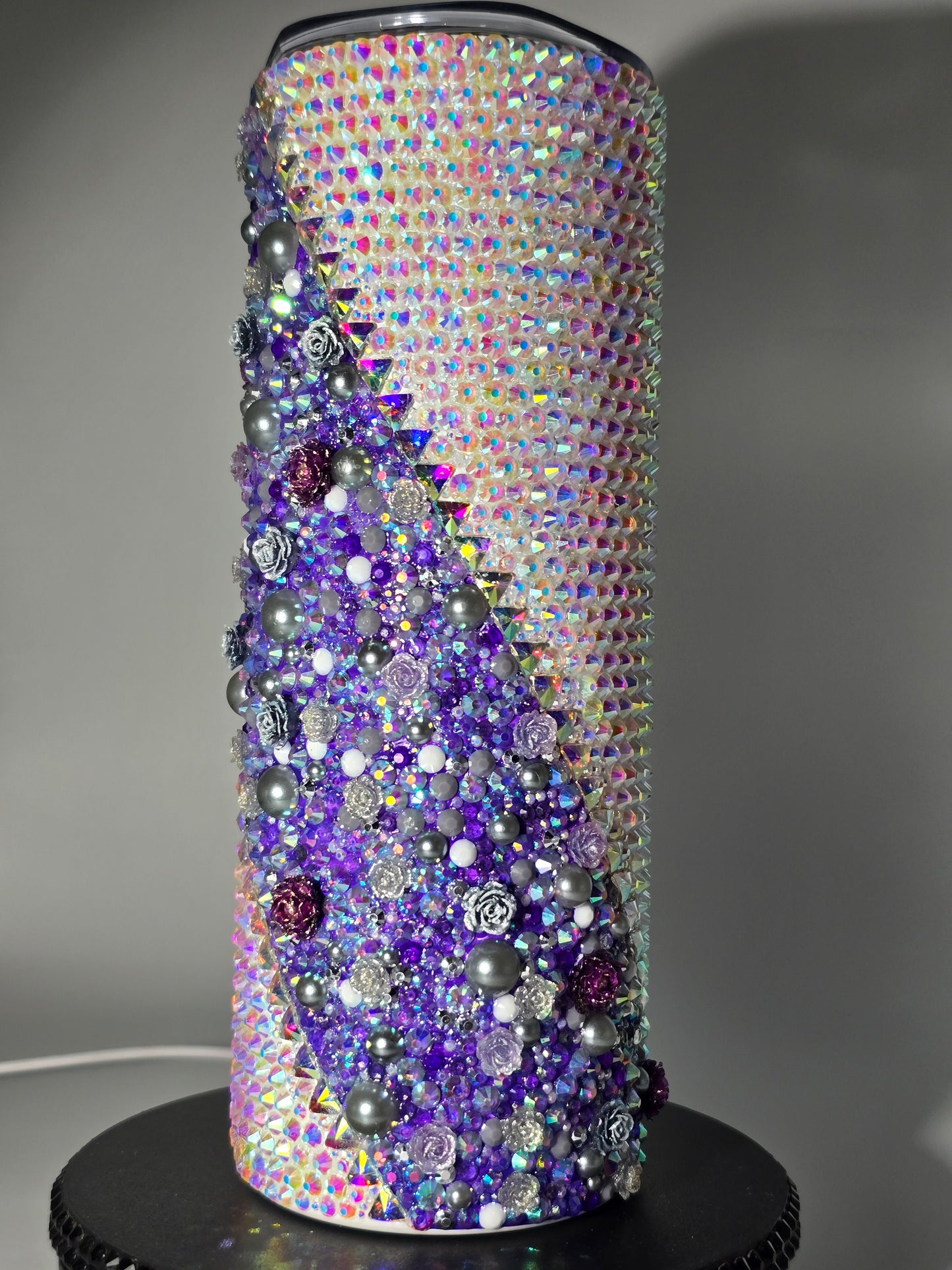 Celina Miller Art - Bling Purple and Aurora Flower Tumbler