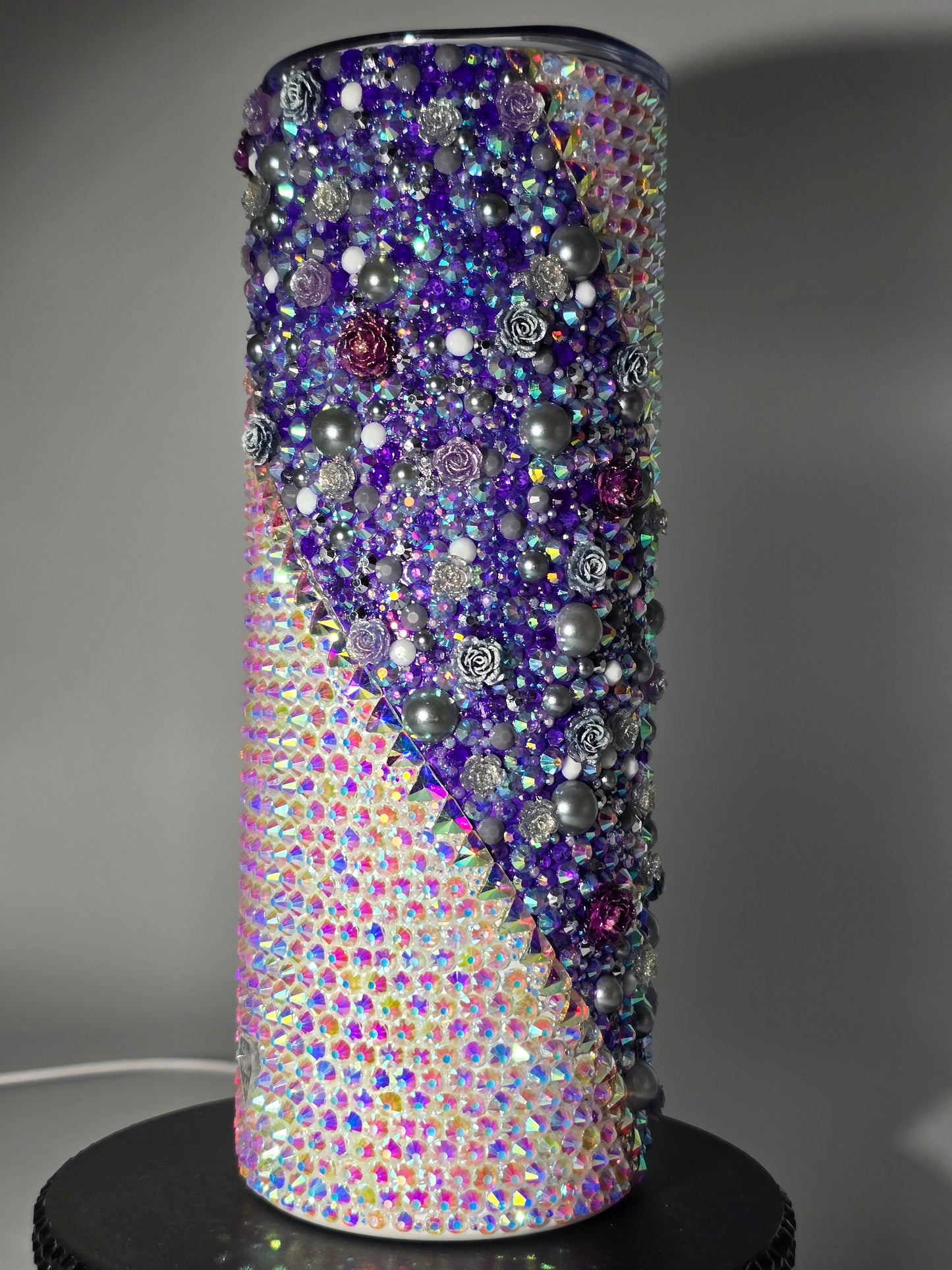 Celina Miller Art - Bling Purple and Aurora Flower Tumbler