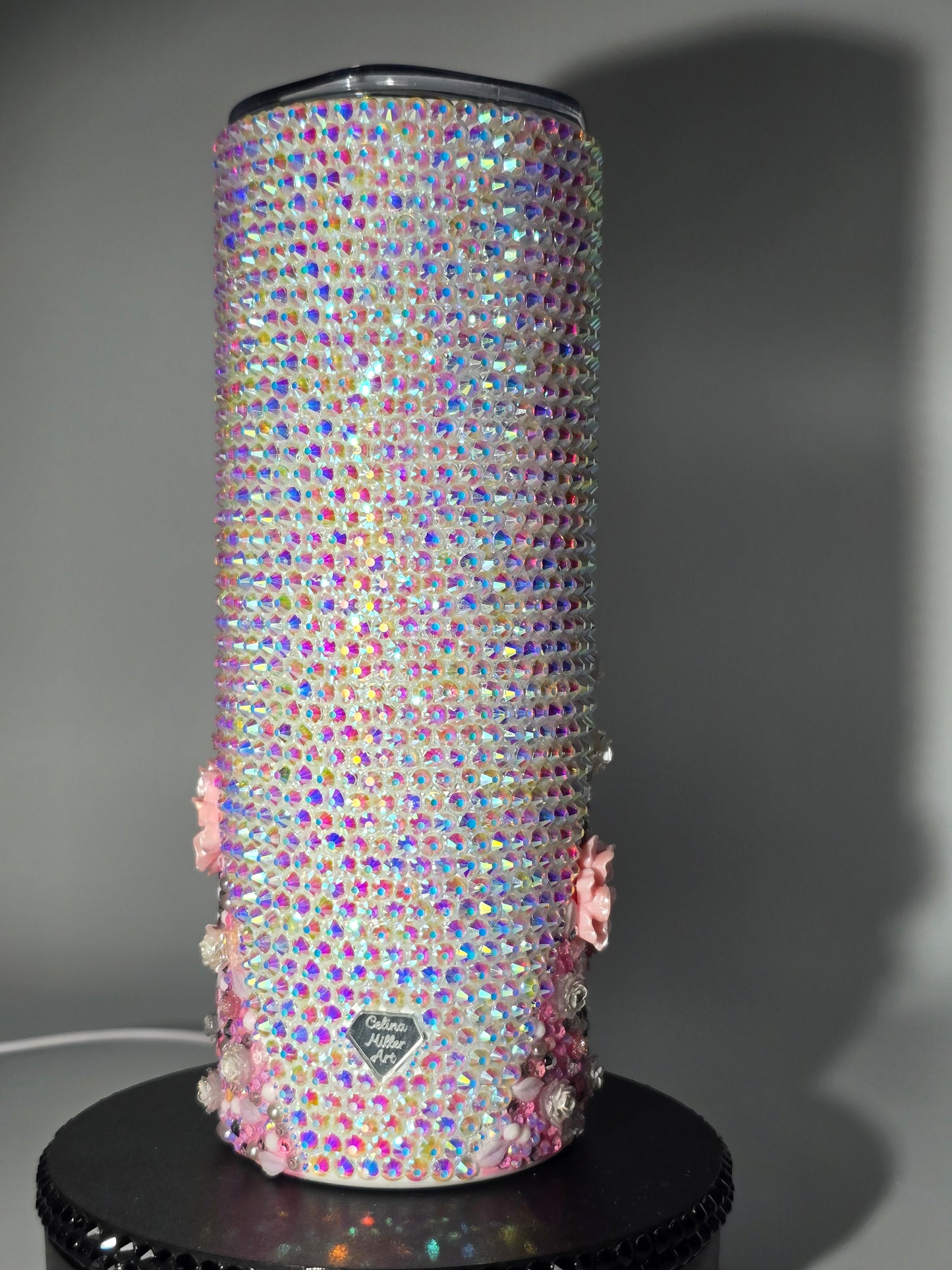 Celina Miller Art - Bling Pink Flower Aurora Tumbler