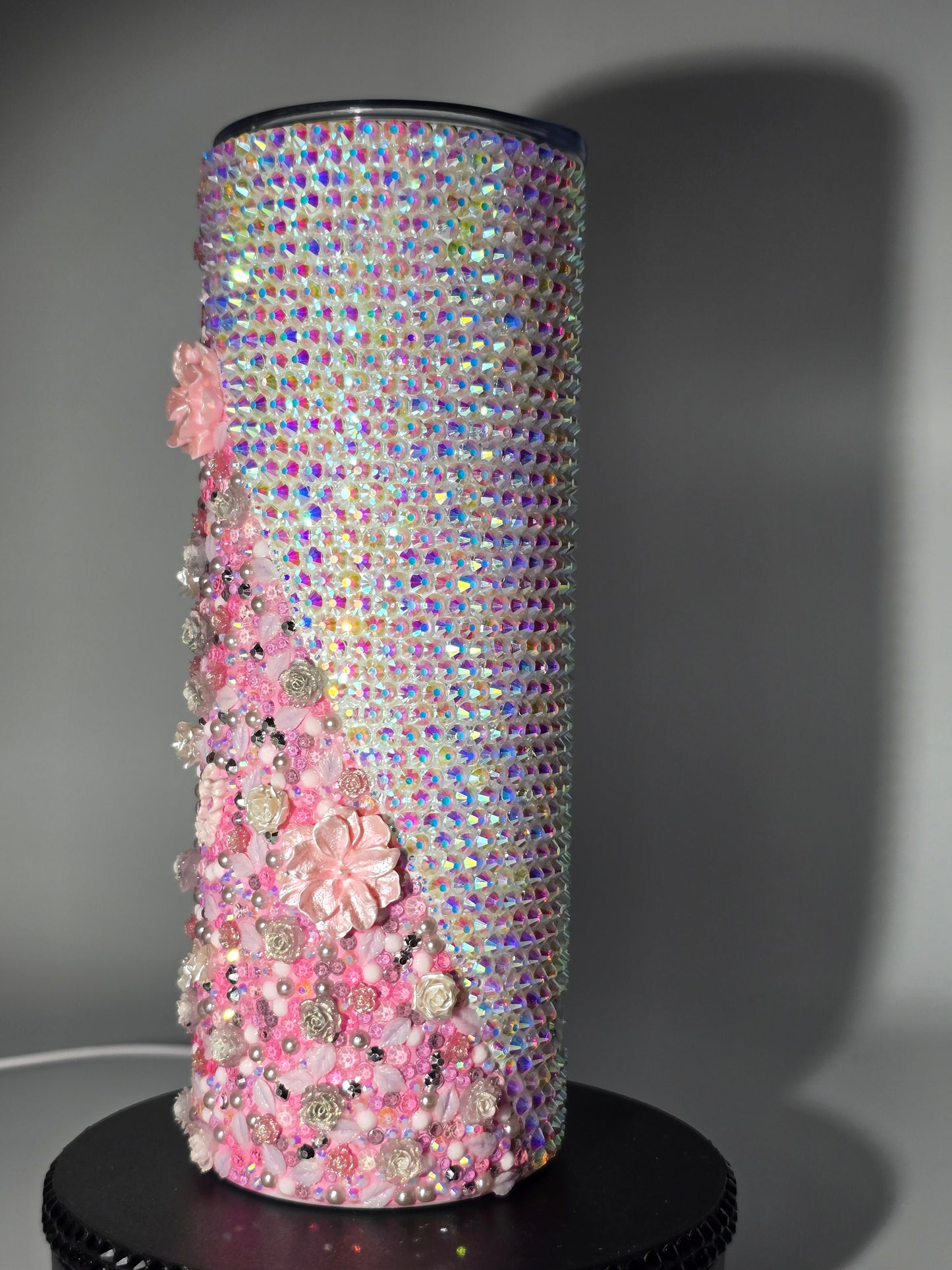 Celina Miller Art - Bling Pink Flower Aurora Tumbler